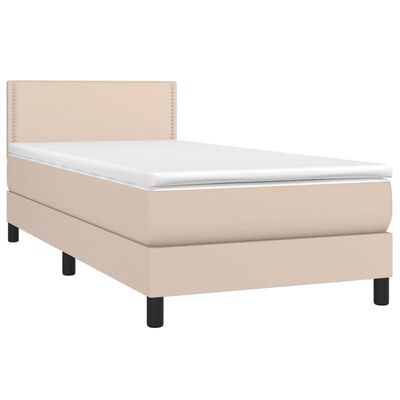 vidaXL Cama box spring con colchón cuero sintético capuchino 80x200 cm