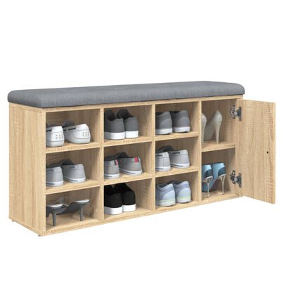 vidaXL Banco zapatero madera de ingeniería roble Sonoma 102x32x50 cm