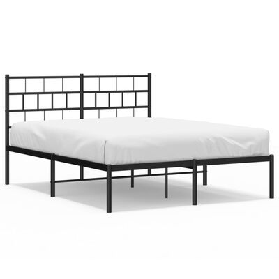 vidaXL Estructura cama sin colchón con cabecero metal negro 135x190 cm