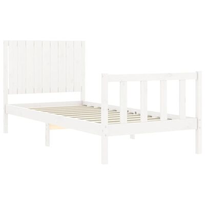 vidaXL Estructura de cama con cabecero madera maciza blanco 90x200 cm