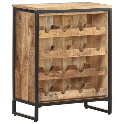 vidaXL Botellero de madera maciza de mango rugosa 62x33x78,5 cm