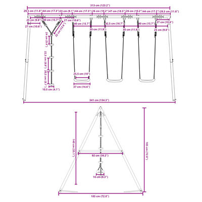 vidaXL Juego de columpios de exterior con columpios y cuerda de discos