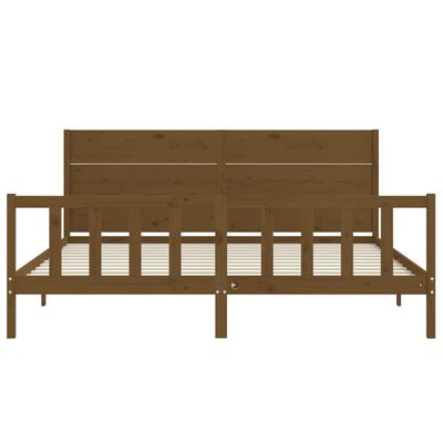 vidaXL Estructura cama y cabecero madera maciza marrón miel 200x200 cm