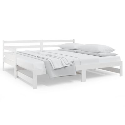 vidaXL Sofá cama extraíble madera maciza de pino blanco 2x(90x190) cm