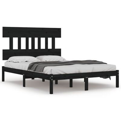 vidaXL Estructura de cama madera maciza negro Supe King 180x200 cm