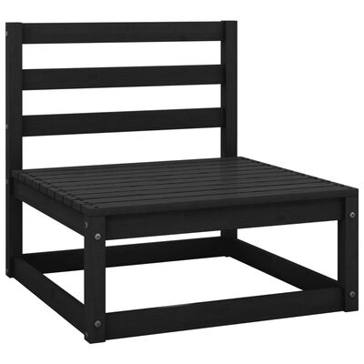 vidaXL Juego de muebles de jardín 3 piezas negro madera maciza de pino