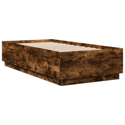 vidaXL Estructura cama con luces LED madera roble ahumado 75x190 cm