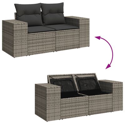 vidaXL Set de muebles de jardín 6 pzas y cojines ratán sintético gris