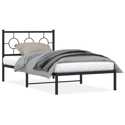 vidaXL Estructura cama sin colchón con cabecero metal negro 100x200 cm