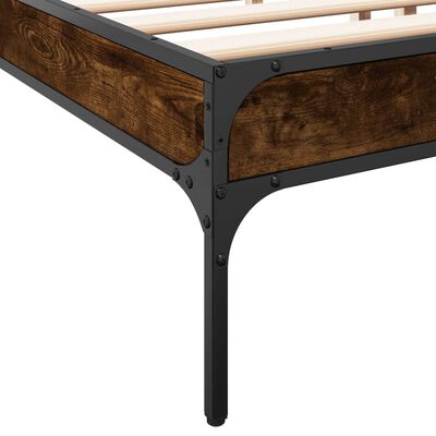 vidaXL Estructura cama madera ingeniería metal roble ahumado 200x200cm