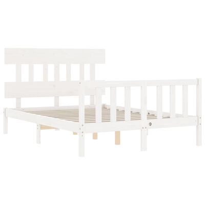 vidaXL Estructura de cama con cabecero madera maciza blanco 120x200 cm