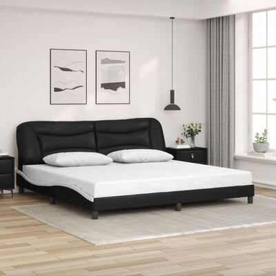 vidaXL Cama sin colchón cuero sintético negro blanco 200x200 cm