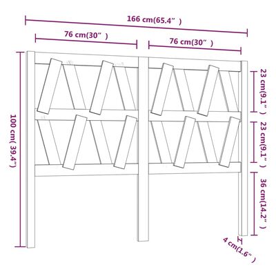 vidaXL Cabecero de cama madera maciza de pino blanco 166x4x100 cm