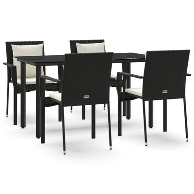 vidaXL Set de muebles jardín 5 pzas con cojines ratán sintético negro