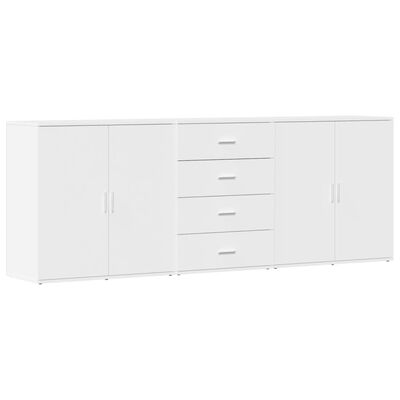 vidaXL Aparadores 3 uds madera contrachapada blanco