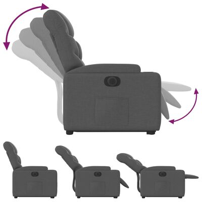 vidaXL Sillón eléctrico reclinable elevable de tela gris oscuro