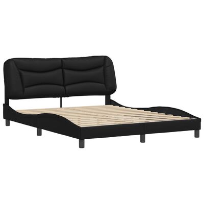 vidaXL Estructura de cama sin colchón cuero sintético negro 160x200 cm