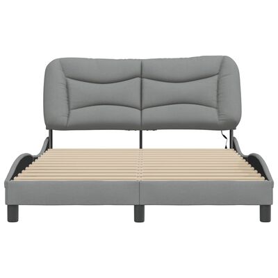 vidaXL Estructura de cama con luces LED tela gris claro 140x200 cm