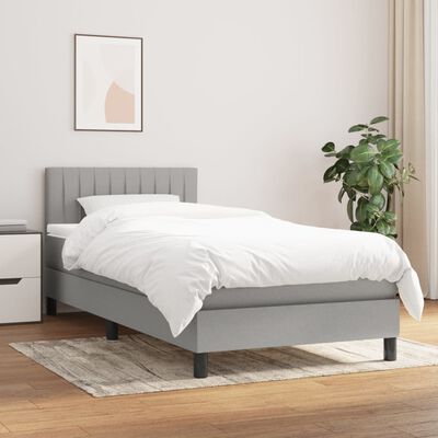 vidaXL Cama box spring con colchón tela gris claro 100x200 cm