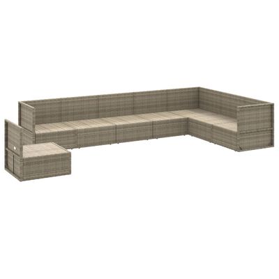 vidaXL Set de muebles de jardín 8 pzas y cojines ratán sintético gris