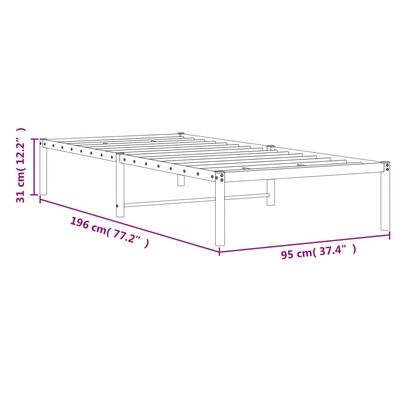 vidaXL Estructura de cama sin colchón metal negro 90x190 cm