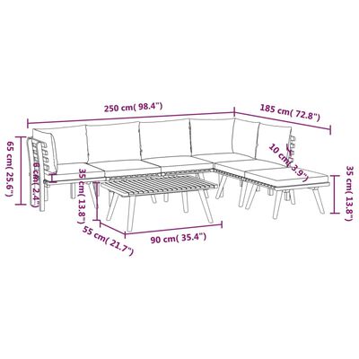 vidaXL Muebles de jardín 7 piezas con cojines madera maciza de acacia