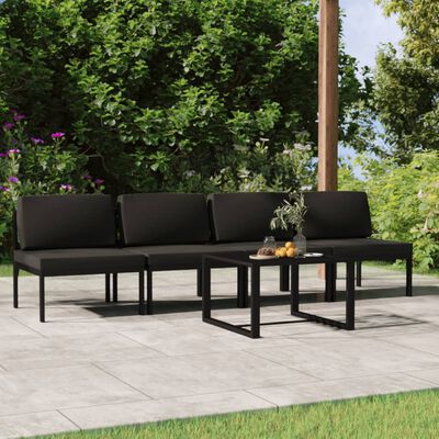 vidaXL Set muebles de jardín 5 pzas y cojines aluminio gris antracita