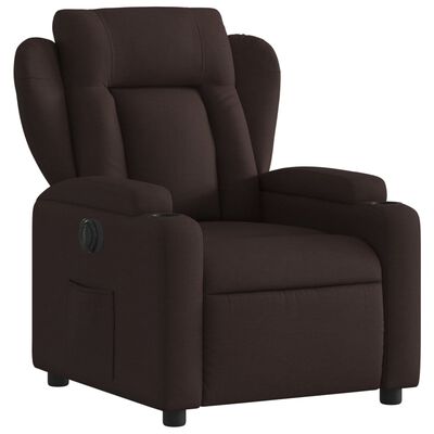 vidaXL Sillón reclinable eléctrico tela marrón oscuro