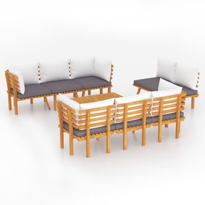 vidaXL Muebles de jardín 8 piezas con cojines madera maciza de acacia