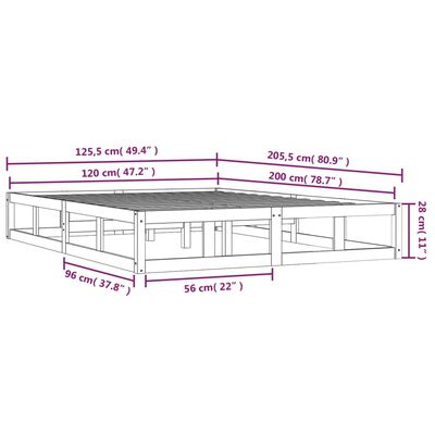 vidaXL Estructura de cama madera maciza negra 120x200 cm