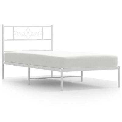 vidaXL Estructura cama sin colchón con cabecero metal blanco 107x203cm