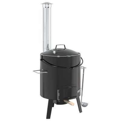 vidaXL Cañón para gulasch con chimenea y tapa acero esmaltado