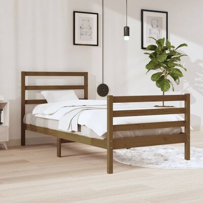 vidaXL Estructura cama sin colchón madera pino marrón miel 90x200 cm