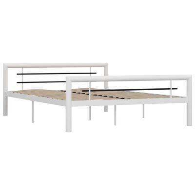 vidaXL Estructura de cama sin colchón metal blanco y negro 160x200 cm