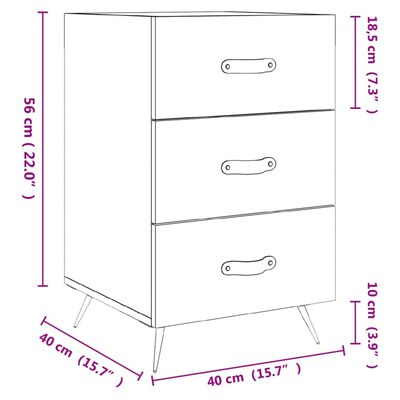 vidaXL Mesita de noche madera de ingeniería roble ahumado 40x40x66 cm