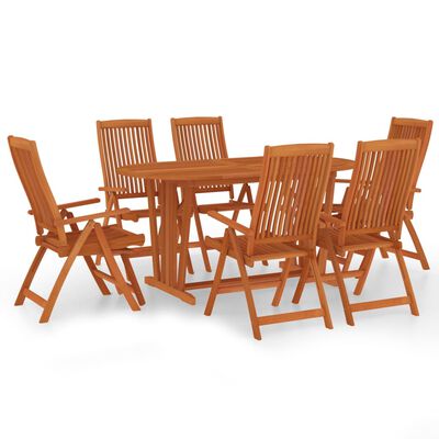 vidaXL Juego de comedor para jardín 7 pzas madera maciza de eucalipto