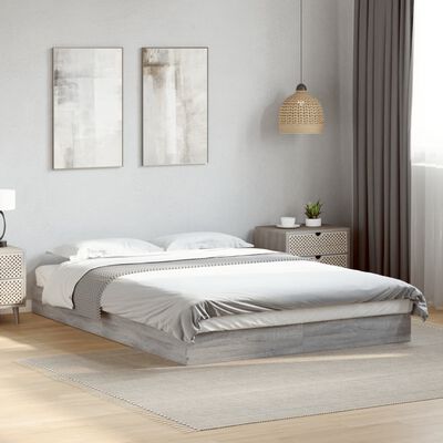 vidaXL Estructura de cama madera de ingeniería gris Sonoma 120x200 cm