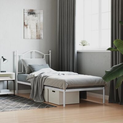 vidaXL Estructura de cama de metal con cabecero blanco 90x190 cm