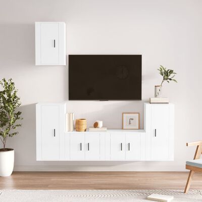 vidaXL Set de muebles de TV 5 pzas madera contrachapada blanco brillo