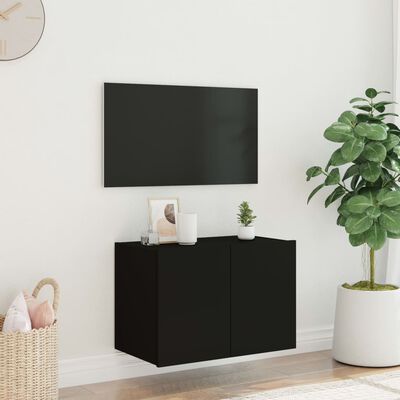 vidaXL Mueble de TV de pared con luces LED negro 60x35x41 cm