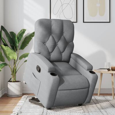 vidaXL Sillón reclinable elevable de tela gris claro