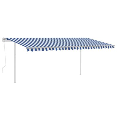 vidaXL Toldo automático con LED y sensor de viento azul y blanco 5x3 m