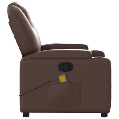 vidaXL Sillón de masaje reclinable cuero sintético marrón