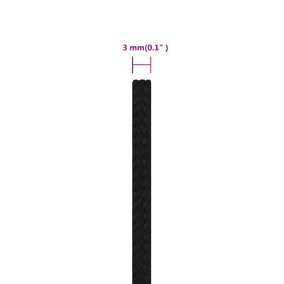 vidaXL Cuerda de trabajo poliéster negro 3 mm 25 m