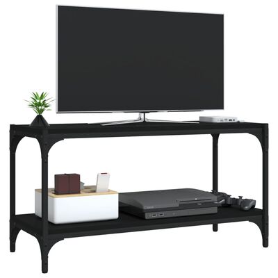 vidaXL Mueble para TV madera contrachapada y acero negro 80x33x41 cm