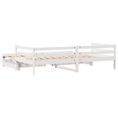 vidaXL Sofá cama nido con cajones madera maciza pino blanca 90x200 cm