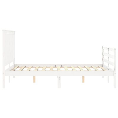 vidaXL Estructura cama de matrimonio con cabecero madera maciza blanco