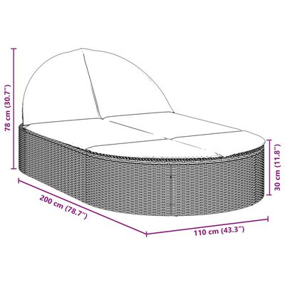 vidaXL Tumbona doble con cojines ratán sintético beige