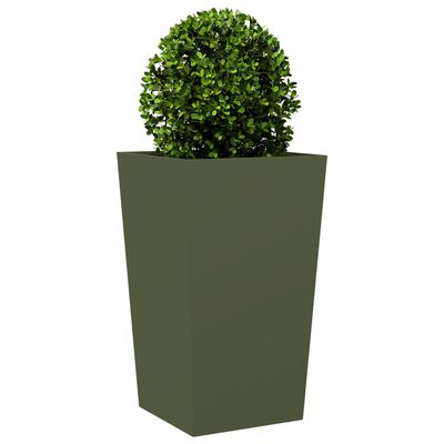 vidaXL Jardineras 2 uds de acero verde oliva 45x45x75 cm