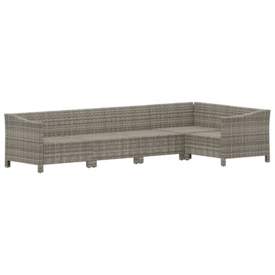 vidaXL Set de muebles de jardín 5 pzas y cojines ratán sintético gris